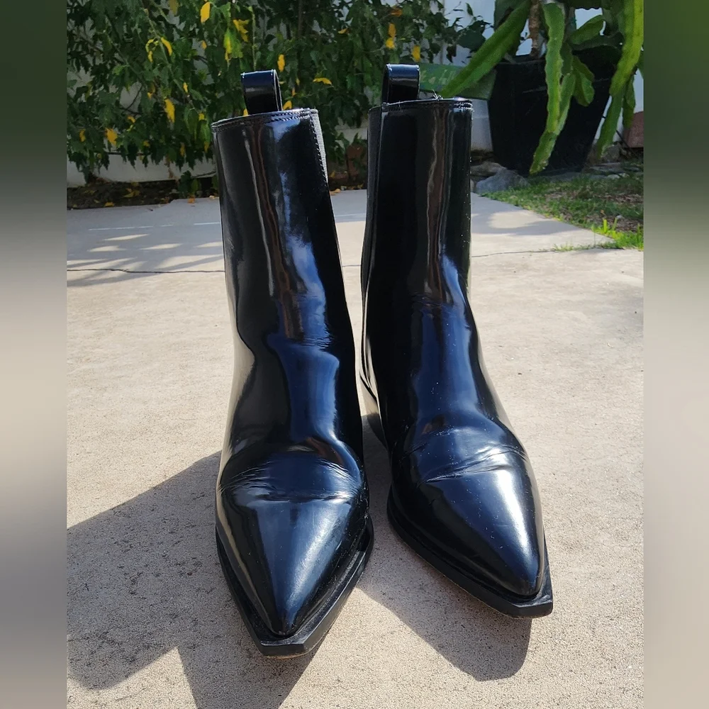 Anine Bing Sky Black Leather Ankle Boots size 41 US 10/10.5 - Picture 5 of 6